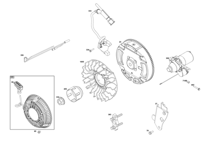 Flywheel, Ignition, And Starter Group Diagram and Parts List for 12V337-0144-F1 100000 - 19Z999 Briggs and Stratton Engine